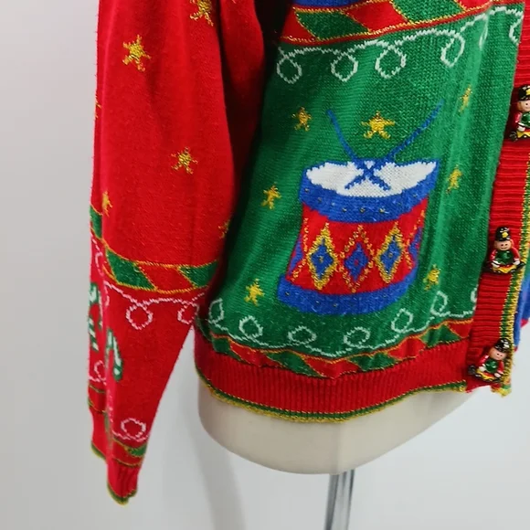 Vintage Casual Corner v-neck Christmas cardigan-sz M - Picture 5 of 12